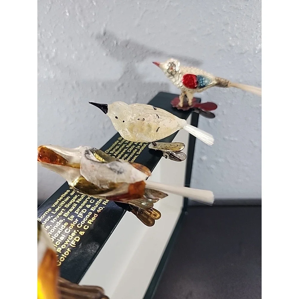 Vintage 1920's Mercury Glass Clip On‎ BIRD ORNAMENT With Tail 6